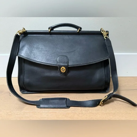 Vintage 90’s Coach 5266 authentic Beckman black leather briefcase/laptop bag - Picture 3 of 16